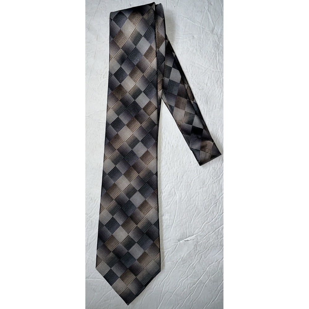 Saxony‎ Collection Geometric Pattern 100% Imported Silk Handmade Men's Tie EUC